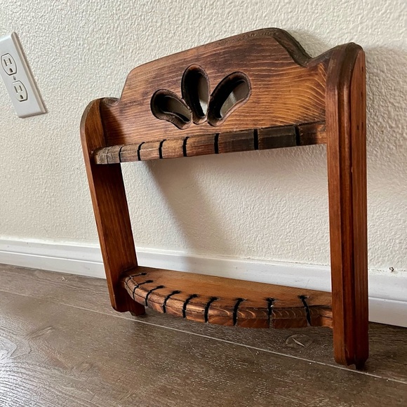 Rustic Brown Wooden Wall Shelf - Picture 1 of 11